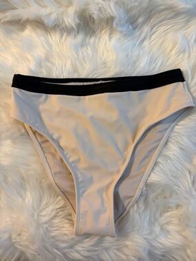Cupshe Beige Bikini Bottom with Black Waistband